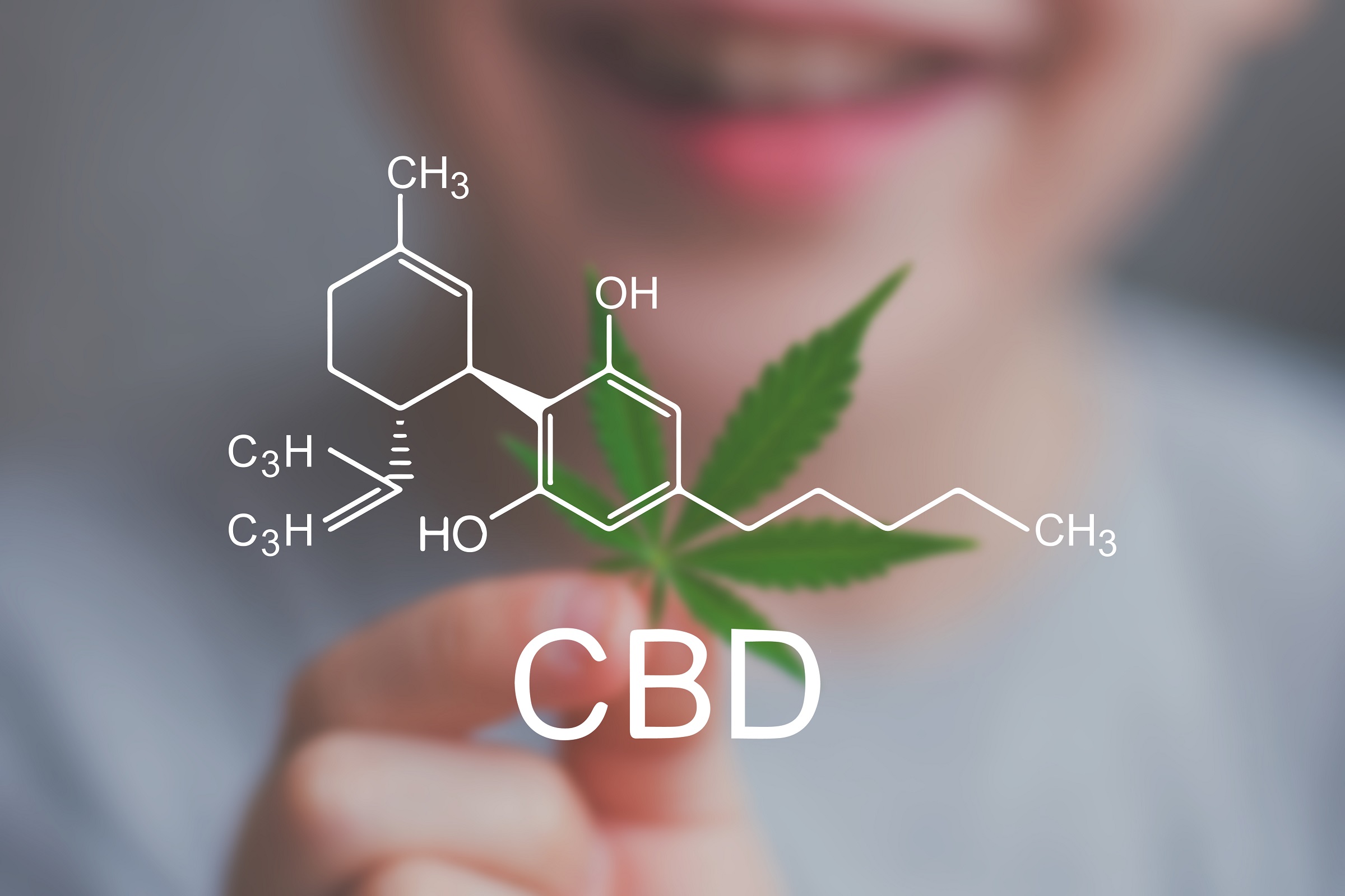 CBD + smiling child + cannabis leaf